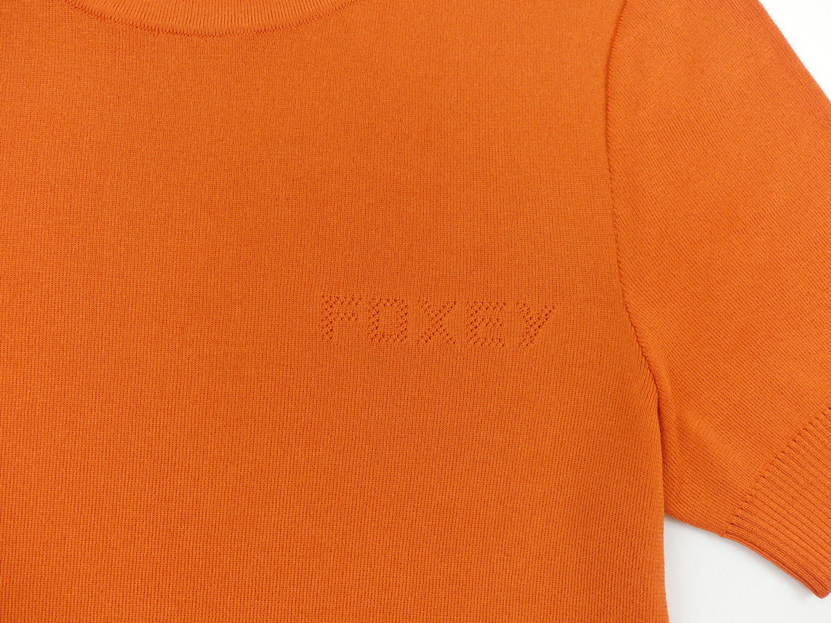 未使用 新作 FOXEY ニットトップ タンジェリン 38 ブラッドオレンジ