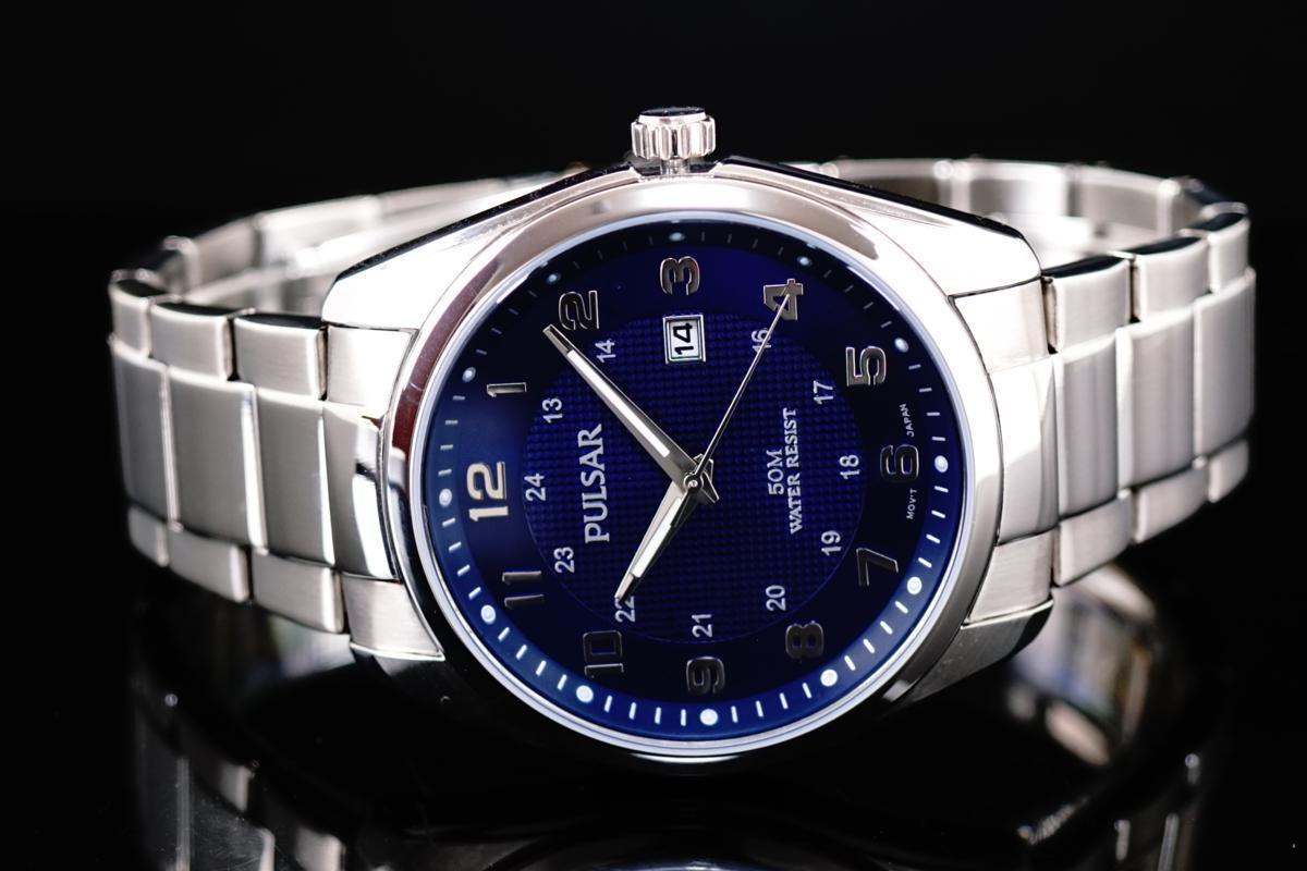 1円×3本 米国直輸入品 元HAMILTONブランド 日本未発売model SEIKO セイコー PULSAR パルサー 腕時計 美しすぎるBLUEブルー 50m防水 5気圧_4