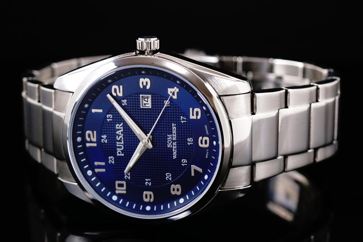 1円×3本 米国直輸入品 元HAMILTONブランド 日本未発売model SEIKO セイコー PULSAR パルサー 腕時計 美しすぎるBLUEブルー 50m防水 5気圧_5