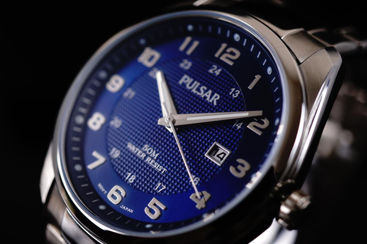 1円×3本 米国直輸入品 元HAMILTONブランド 日本未発売model SEIKO セイコー PULSAR パルサー 腕時計 美しすぎるBLUEブルー 50m防水 5気圧_9