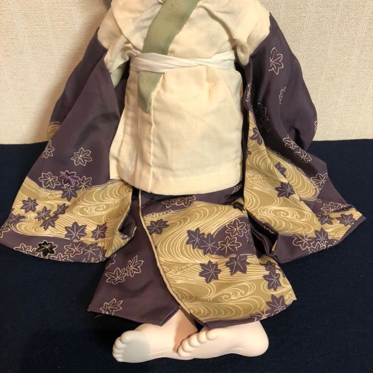 補修済み　市松人形　男の子　大正〜昭和初期　唐子髷　縮緬の着物と帽子　約38cm 補修済み 市松人形 男の子 大正〜昭和初期 唐子髷 縮緬の着物と