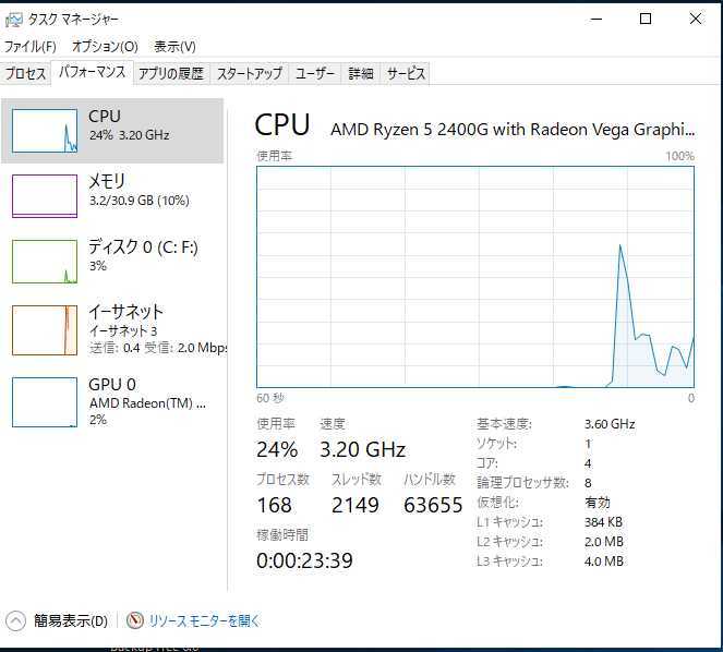 Ryzen5 2400G メモリ32gb win10自作PC ライゼン5 RYZEN5 2400G メモリ 