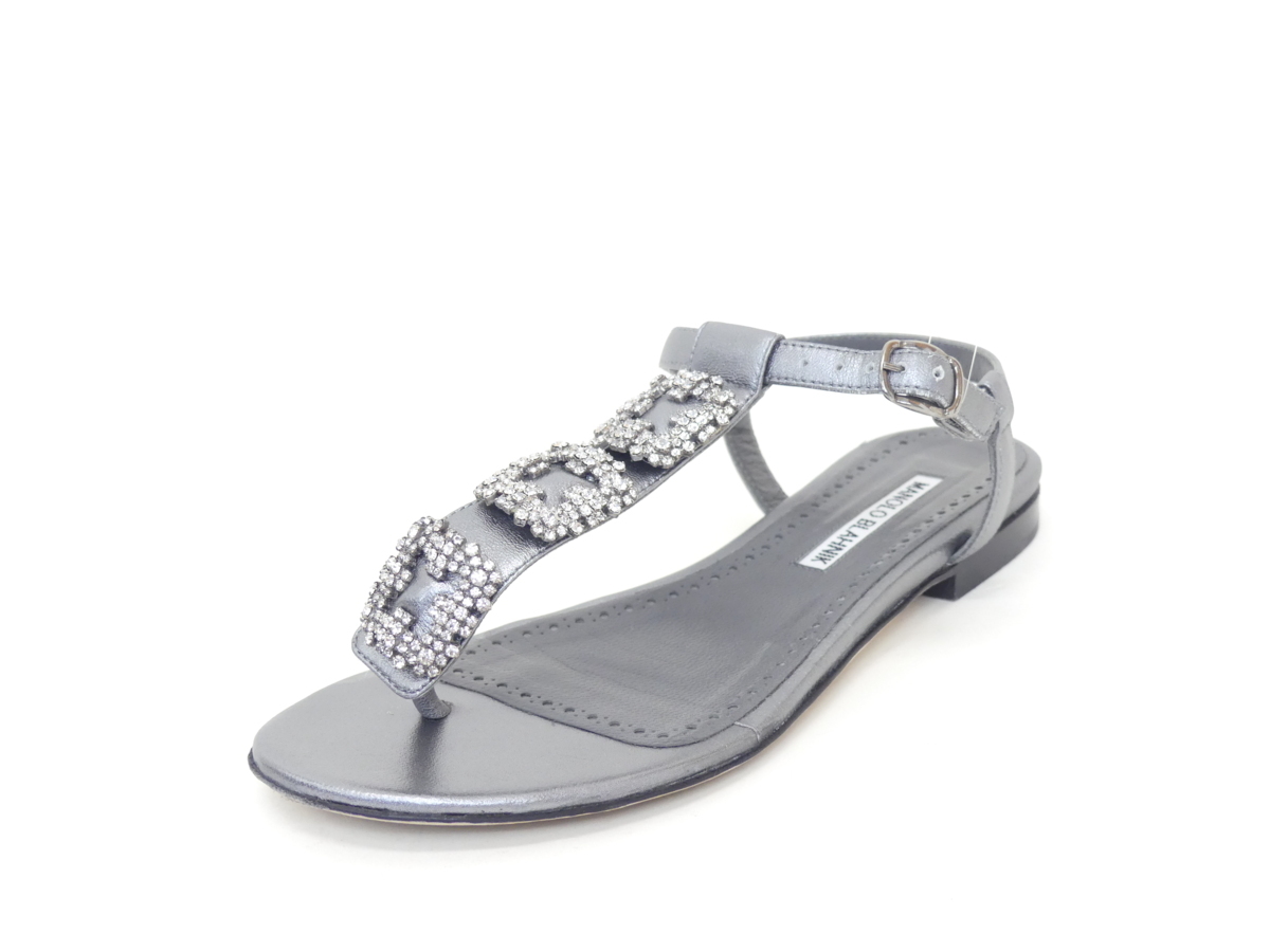 MANOLO BLAHNIK クリスタルTストラップサンダル OTTOLINA 36(23㎝位 