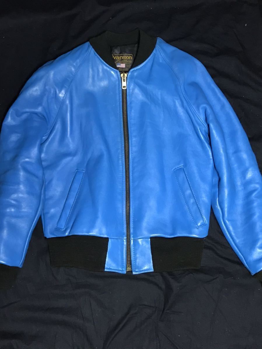 VANSON バンソン TJV 34サイズ ブルー(SHCOTT(ライダースジャケット 