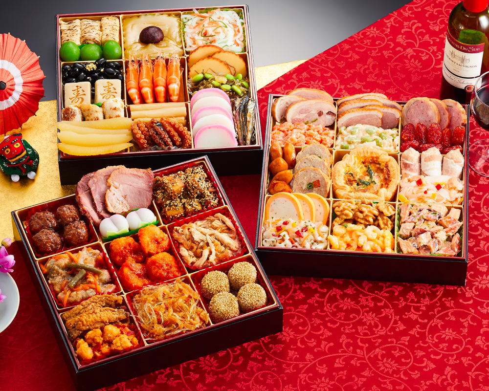 和洋 中華風 三段重 特大八.五寸重箱 5人前 44品目 1月5日発送 おせち料理 2021年 御節 お節 2020 ④
