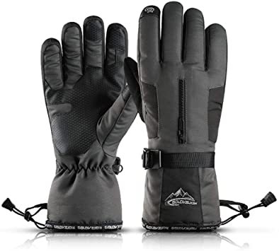 グレー XL Givoweia 防寒手袋 グローブ アウトドアグローブ 革 裏起毛 暖かい 防風 滑り止め 撥水生地 防水バッグ_1