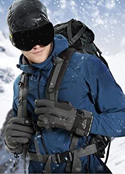 グレー XL Givoweia 防寒手袋 グローブ アウトドアグローブ 革 裏起毛 暖かい 防風 滑り止め 撥水生地 防水バッグ_6