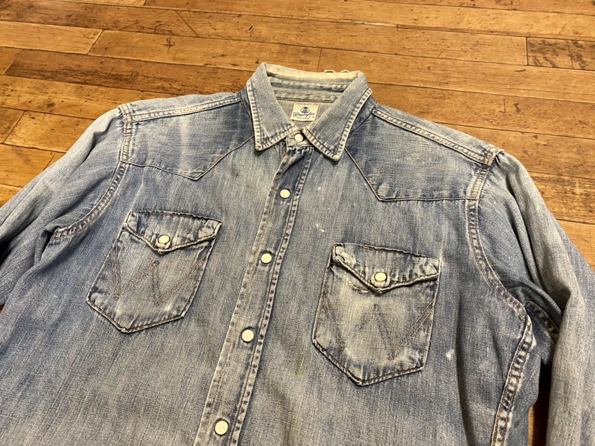 50s Wrangler 27MW 縦ベル ビンテージ オリジナル デニムシャツ  