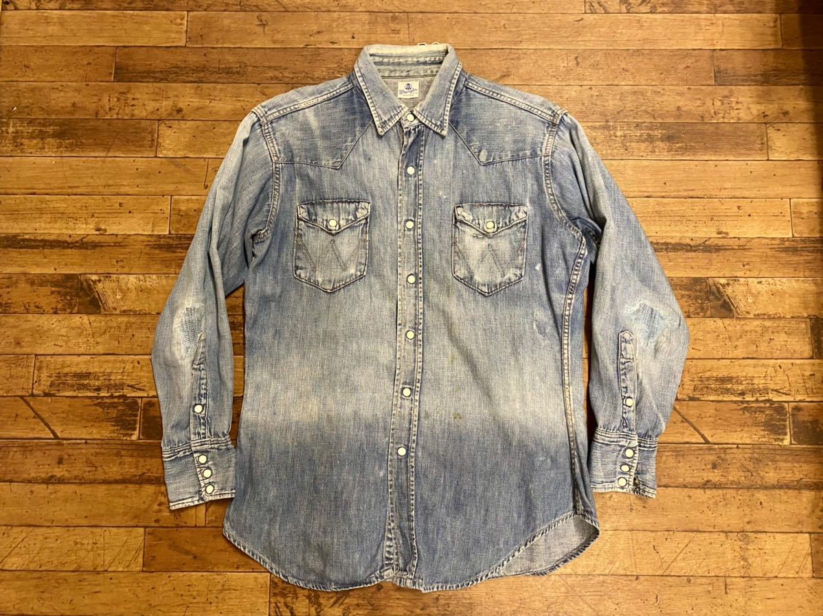 50s Wrangler 27MW 縦ベル ビンテージ オリジナル デニムシャツ  