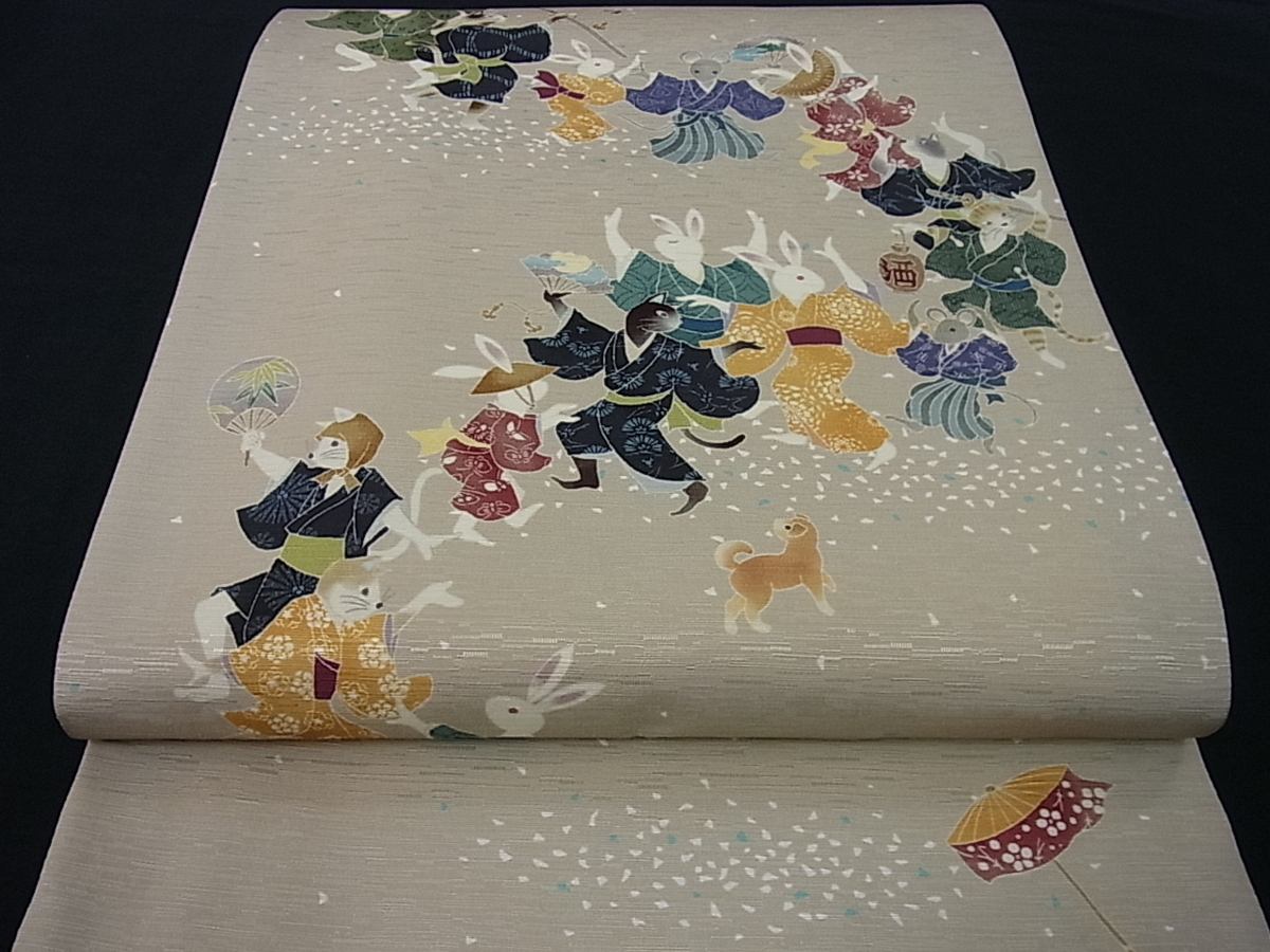 唐織 金糸 逸品 平和屋着物○六通柄袋帯 雲取り四季草花文 正絹 平和屋