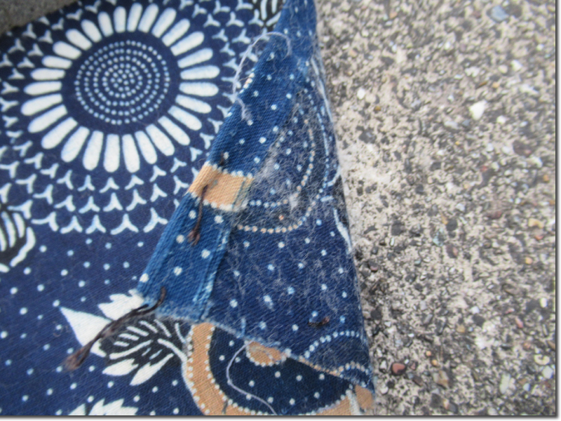 728 古布 藍染 木綿 型染 ふとん皮 Cotton natural Indigo dye 着物