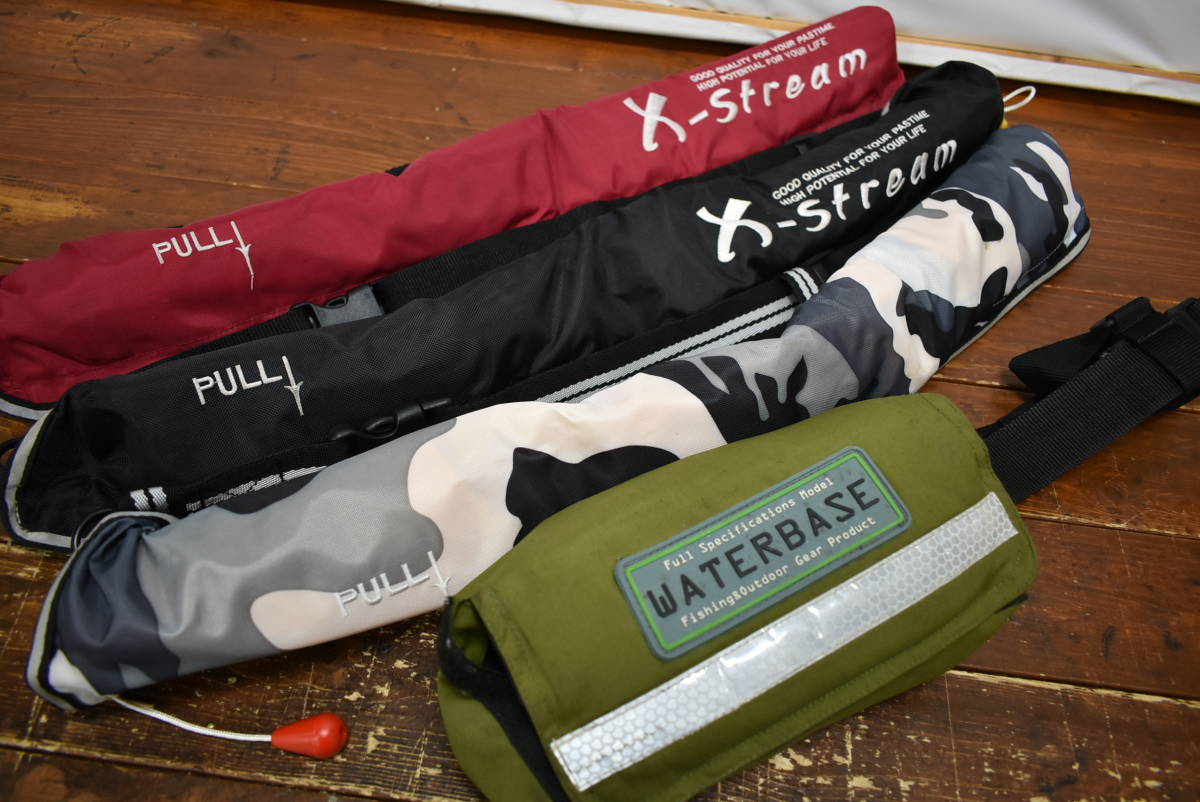 本物保証，格安 品 ライフジャケット 4点セット X-stream ウエスト 腰巻 救命胴衣 インフレータブル ジャンク(ライフジャケット)｜売買されたオークション情報、yahooの商品情報をアーカイブ公開 - オークファ ライフジャケット
