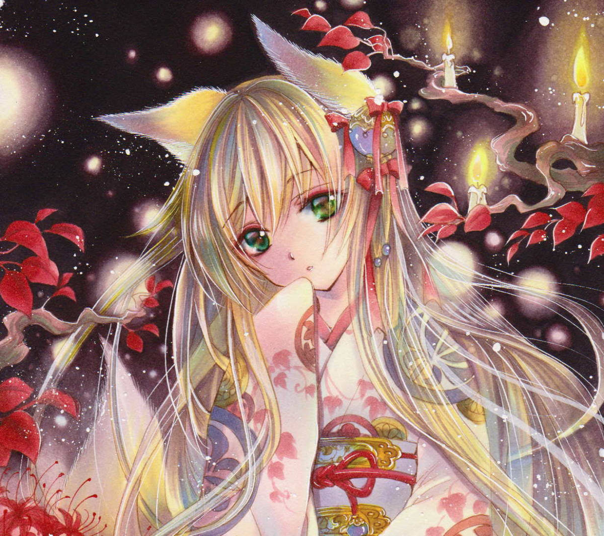 彼岸花 狐 イラスト 彼岸花と白狐のiPhoneケースiPhone12 Pro 白 黒 の