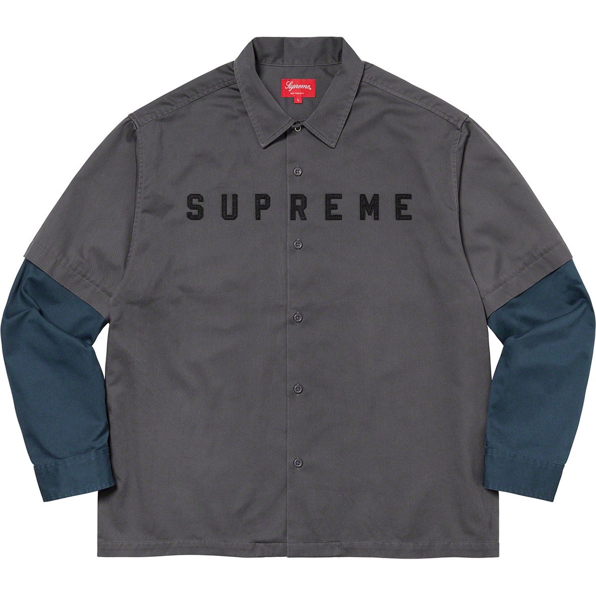 【L】20秋冬 Supreme 2-Tone Work Shirt Dark Grey L 新品未使用 ダークグレー Large オンライン明細書付 20FW AW