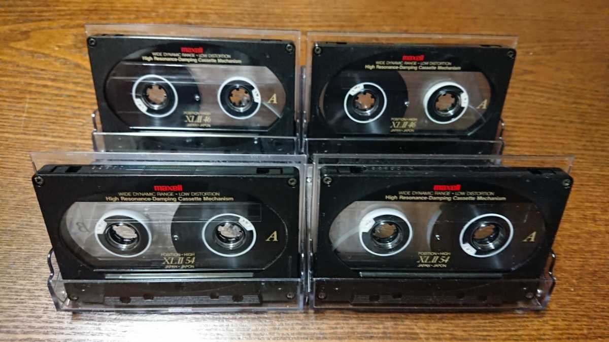 使用済み maxell カセットテープ ハイポジション (TYPE Ⅱ) XLⅡ46 46分2本、XLⅡ54 54分2本 合計4本セット つめあり_1