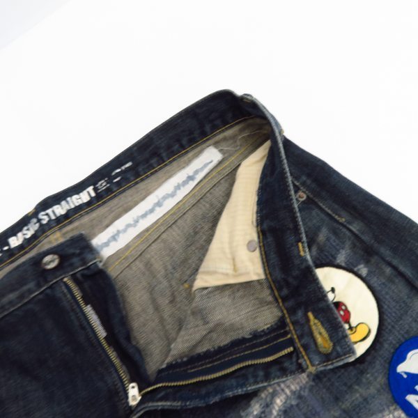 美品NEIGHBORHOOD ×DISNEYワッペンリペア加工サベージデニム M NEIGHBORHOOD×DISNEY/ネイバーフッド×ディズニー 09AW BIG BAD SAVAGE