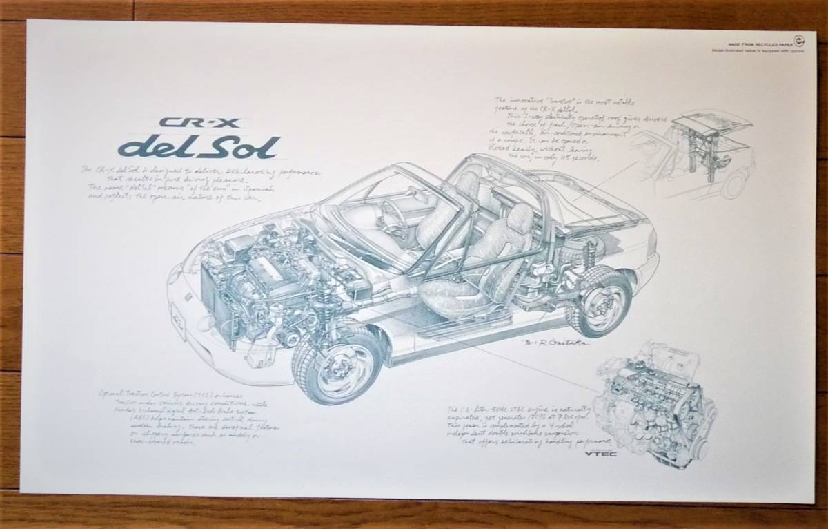 ホンダベルノ向けポスター　CR-Xデルソル　透視図　未使用 美品