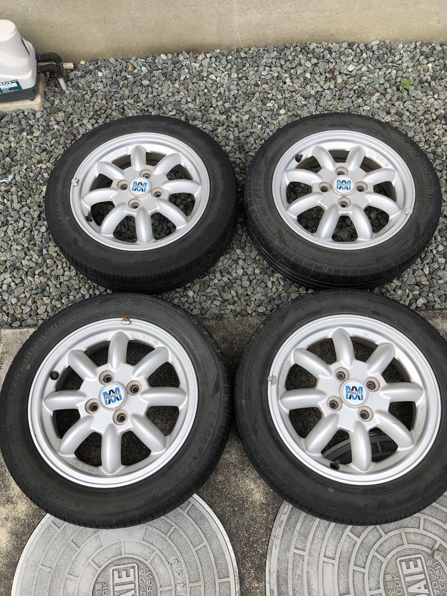 限定セール，お得 ダイハツ純正 ミラジーノ L700 タイヤホイールセット MINILITE ミニライト 14ｘ4.5J＋45 4H100 165/55R14(ラジアルタイヤ)｜売買されたオークション情報、yahooの商品情報をアーカイブ公開 - オークファ 4穴
