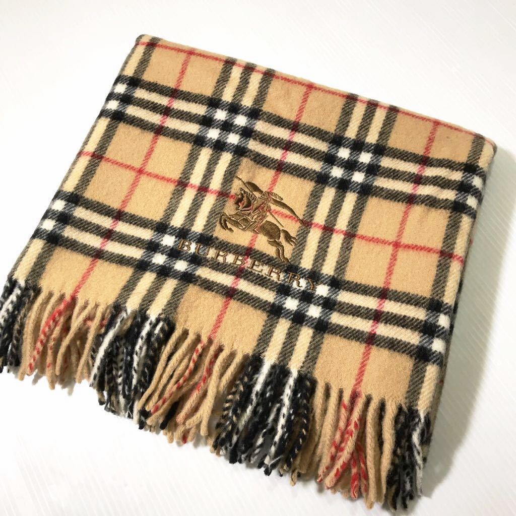 BURBERRYバーバリー 膝掛けブランケット ウール100％チェック柄