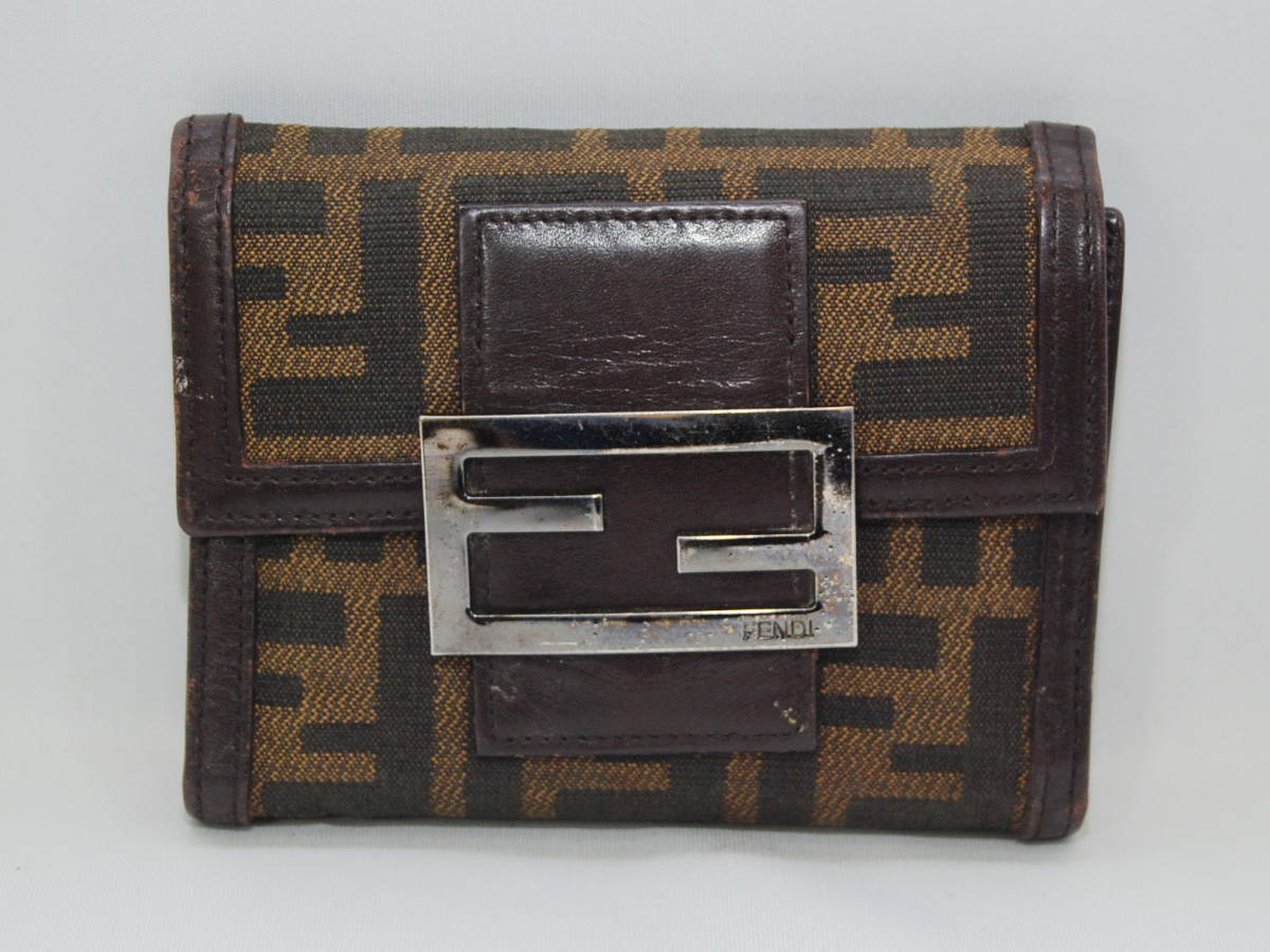 FENDIフェンディ○ズッカ柄○折りたたみ財布○USED ズッカ柄 