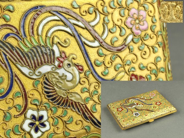 宇】JC254 安藤七宝 有線七宝 鳳凰紋 煙草入 喫煙具 | 贈答品・ギフト