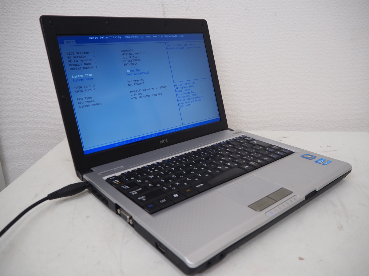 ハード王】NEC PC-VK17HBBCE/Corei7-2637M/4GB/HDD無/バイオスOK/6569 