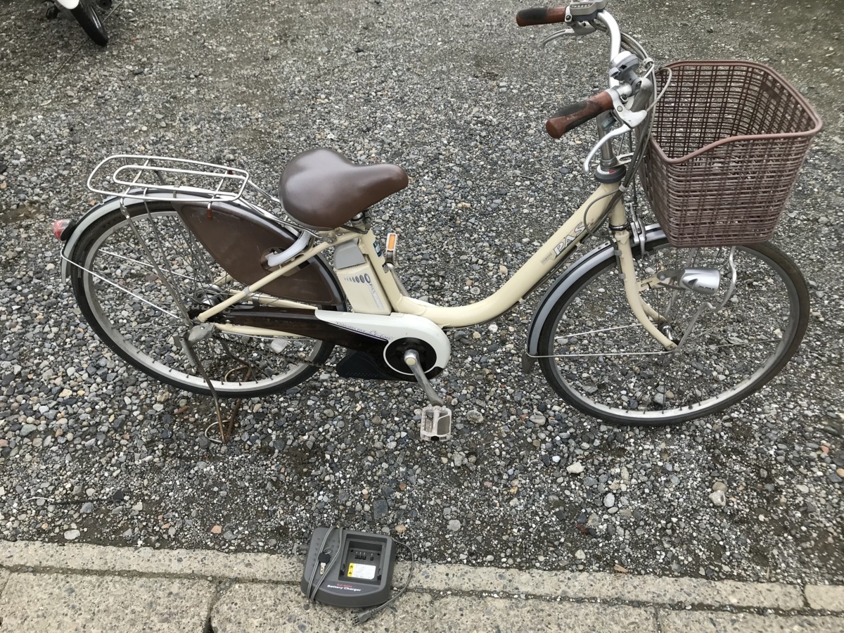 YAMAHA 電動自転車バッテリー 12.3Ah 2個 充電器付 中古電動自転車 1円売切り！ヤマハ パス アイボリー 配送エリア内は