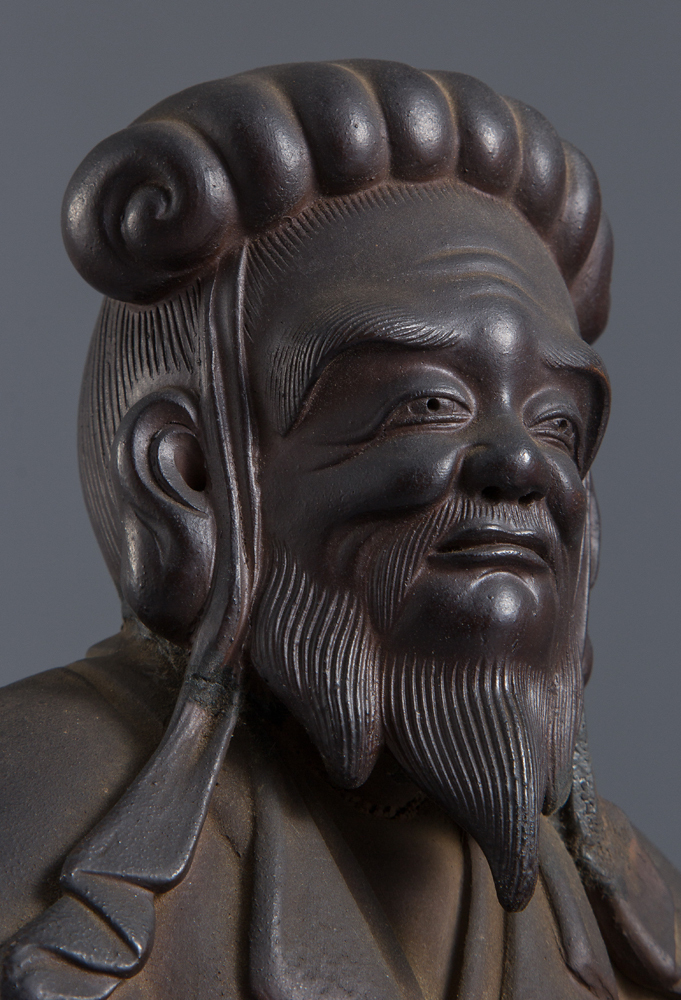 【 孔子坐像 伏香炉 】 備前丸長印　浜物　オパール　幕末～明治初期 孔子坐像 伏香炉 備前丸長印 浜物 オパール 幕末～明治初期