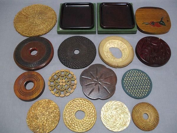 通販限定価格 0123 釜敷 など まとめて/竹製 竹細工 瓶敷 木製彫