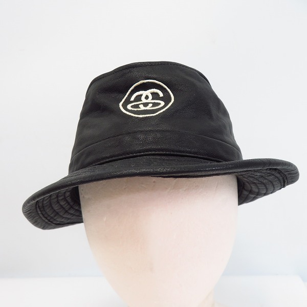 Stussy バケットハット ポークハット　リアルレザー　ブラス　ステューシー STUSSY/ステューシー バケットハット レザー ブラック S/M /000(服飾
