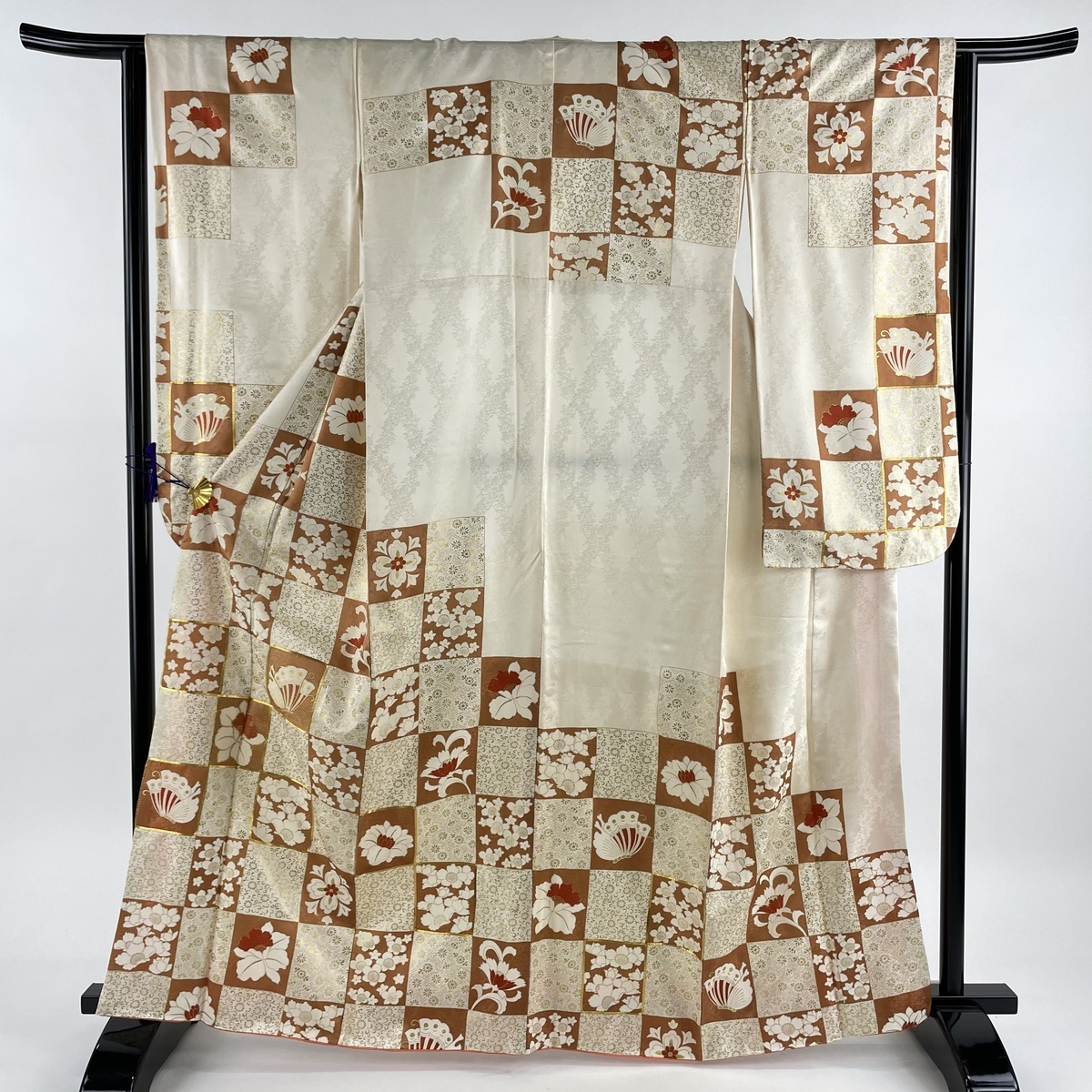 着物屋こころ□豪華振袖 駒刺繍 絞り 更紗花唐草文 金銀糸 正絹 逸品