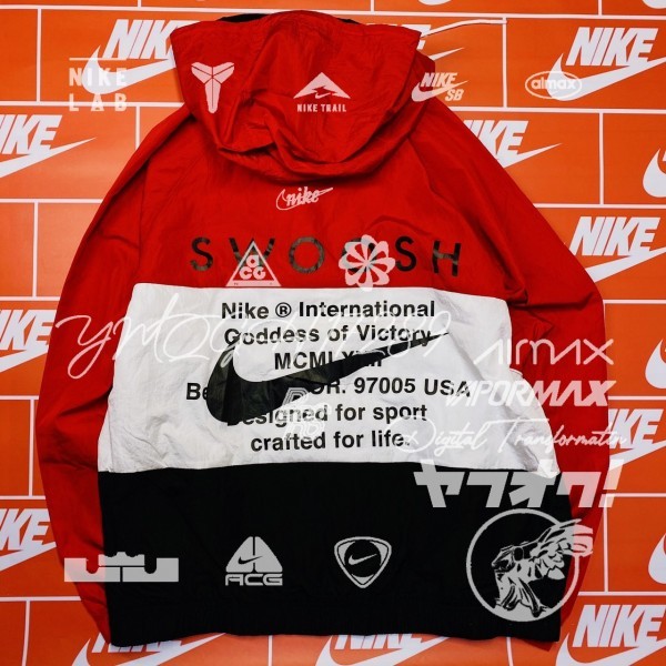 最安値，セール NIKE ナイキ ビッグスウッシュ ナイロンパーカー CJ4889-657 黒赤白 L(ジャケット、上着)｜売買されたオークション情報、yahooの商品情報をアーカイブ公開 - オークファン その他