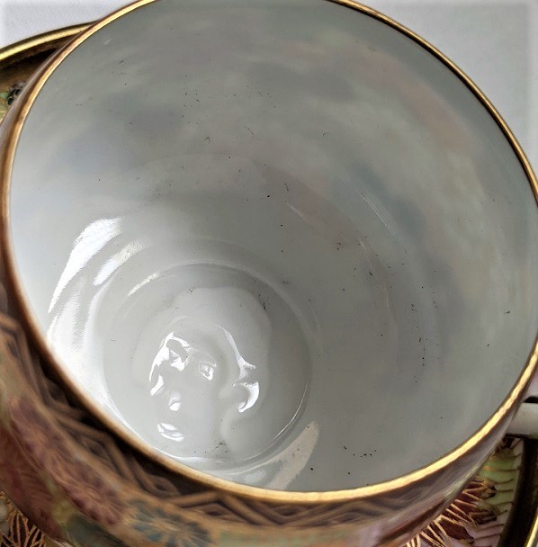 オールドニッポン 1900年初頭製 銘 九谷 金彩菊花紋エッグシェル卵殻手