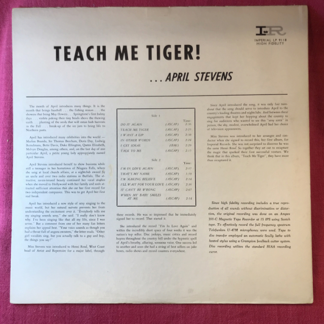 Teach Me April Stevens Tiger Tiger! LP Vinyl Records | Music .com 