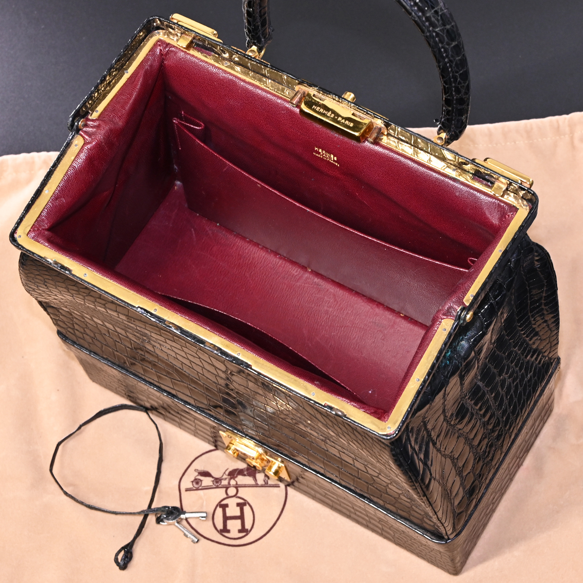 本物 超美品 エルメス 極希少 サック・マレット クロコダイル ポロサス 