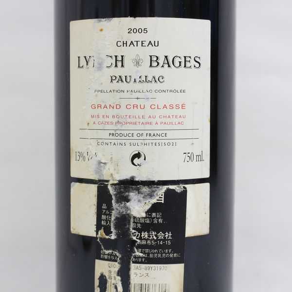 【安い，定番】 ☆CHATEAU LYNCH BAGES（シャトー ランシュ バージュ）2005 13％ 750ml ※ラベル破れ S20K120012