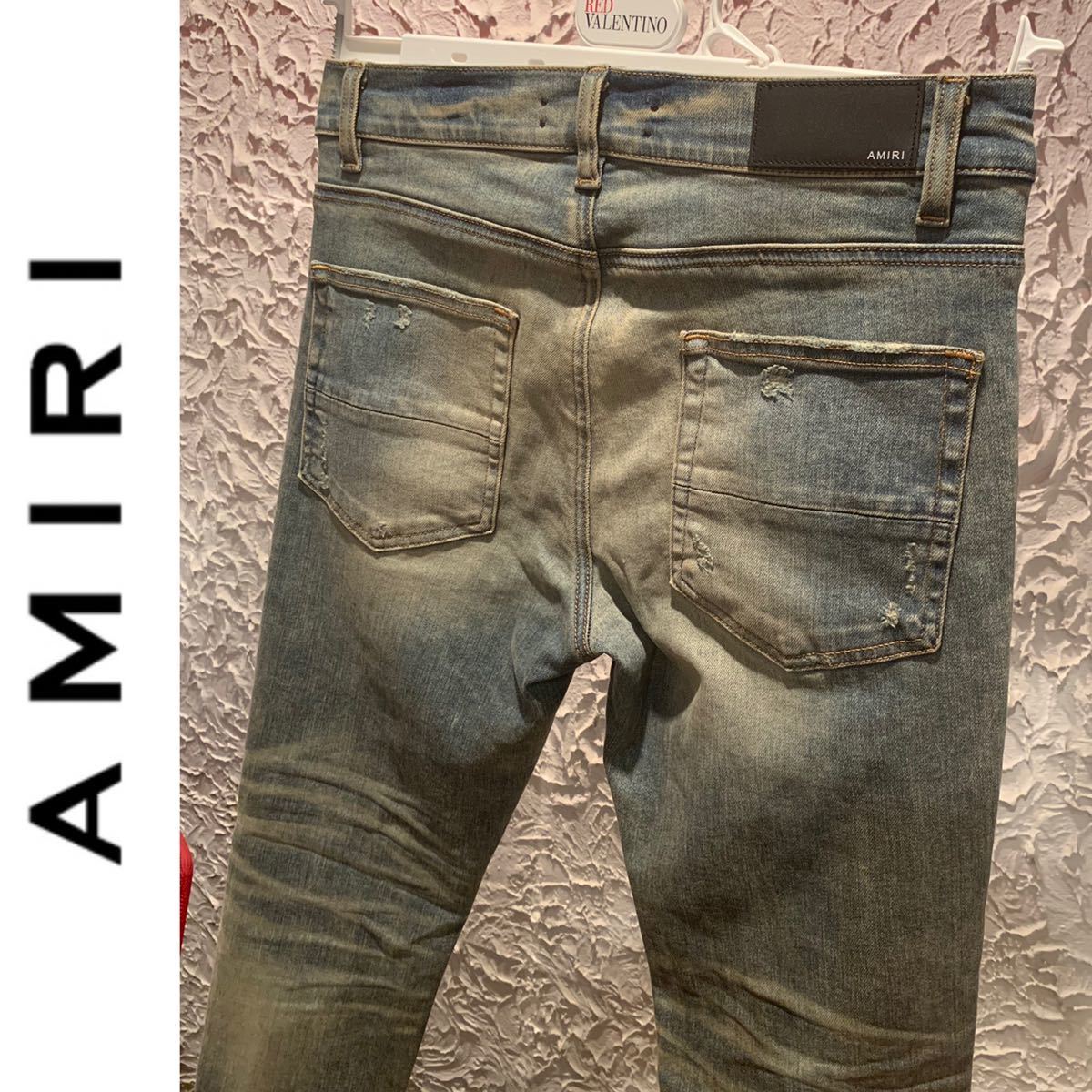 ☆AMIRI アミリ 新品未使用 33インチ デニム バイカーパンツ ダメージ 