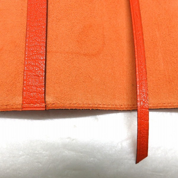 ブックカバー エルメス HERMES A5 Eazip ブランド エルメス シェーブル ブックカバー □H刻印 セリエ 手帳カバー オレンジ ブランド小物 ユニセックス☆0347