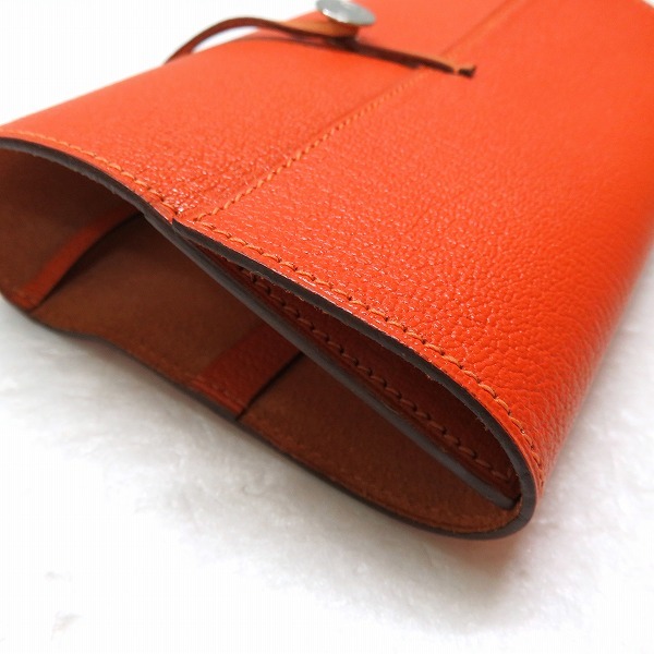ブックカバー エルメス HERMES A5 Eazip ブランド エルメス シェーブル ブックカバー □H刻印 セリエ 手帳カバー オレンジ ブランド小物 ユニセックス☆0347