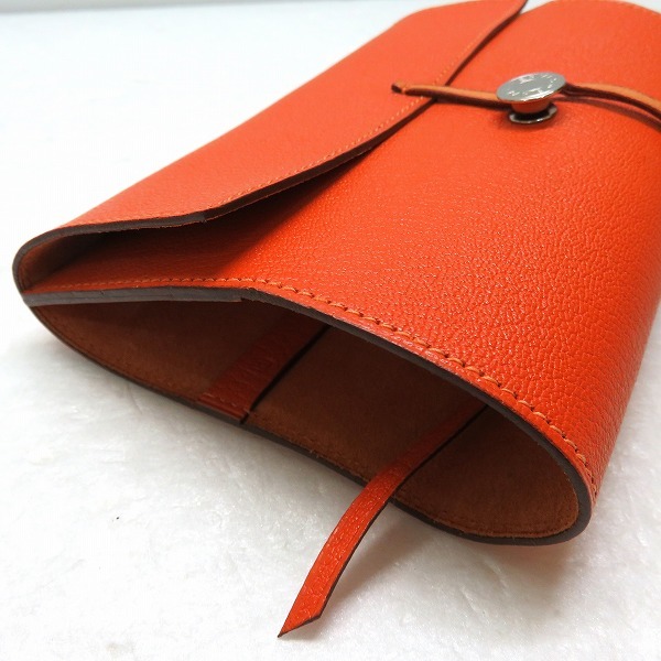 ブックカバー エルメス HERMES A5 Eazip ブランド エルメス シェーブル ブックカバー □H刻印 セリエ 手帳カバー オレンジ ブランド小物 ユニセックス☆0347