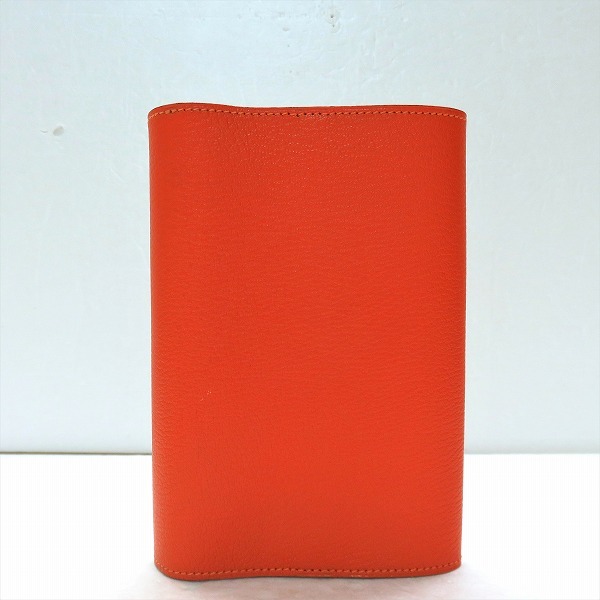 ブックカバー エルメス HERMES A5 Eazip ブランド エルメス シェーブル ブックカバー □H刻印 セリエ 手帳カバー オレンジ ブランド小物 ユニセックス☆0347