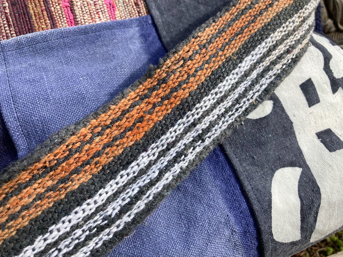chibisix◇◇ハンドメイド 古布 バッグ ◇◇前掛け 裂き織り 酒袋