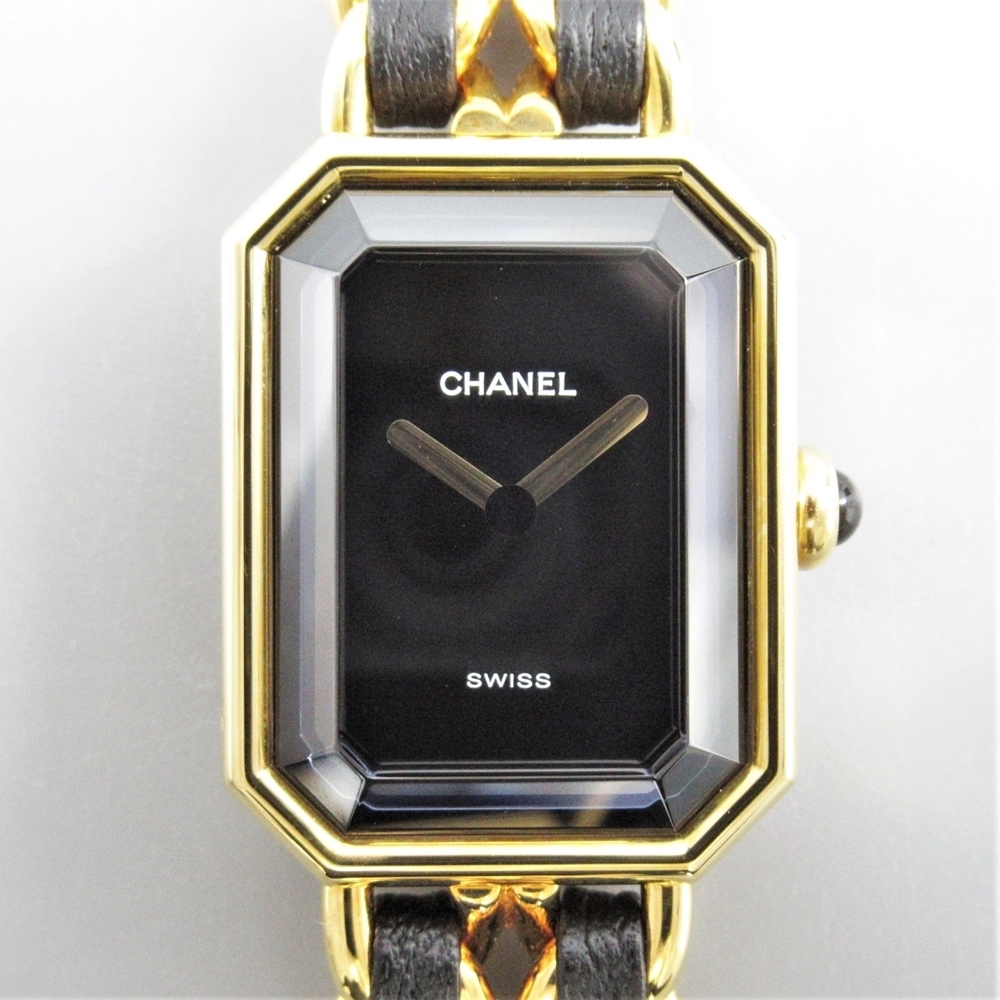  1円 CHANEL シャネル プルミエール H0001 QZ Sサイズ レザー GP ブラック&times;ゴールド 腕時計 不動 訳あり ch17gt-951578 B商品(プルミエール)｜売買されたオークション情報、yahooの商品情報をアーカ プルミエール