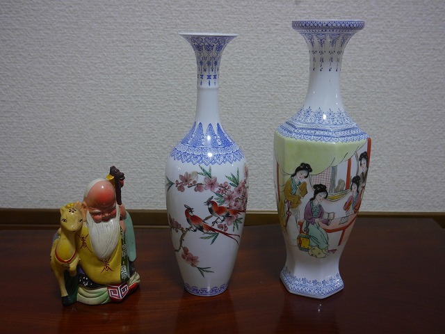 一輪挿し 花入 ☆中国美術 青花 鶴首花瓶 古美術品 公式通販 染付