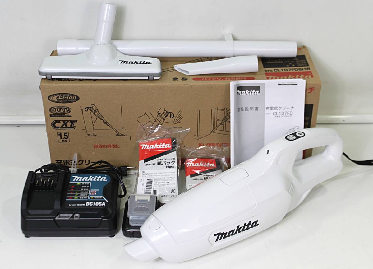 SALE，正規品 makita/マキタ 10.8V 充電式コードレスクリーナ CL107FDSHW 1.5Ahバッテリ 充電器付 BL1015 DC10SA 掃除機(コードレスタイプ)｜売買されたオークション情報、yahooの商品情報をアーカイブ公開 - オークフ コードレスタイプ
