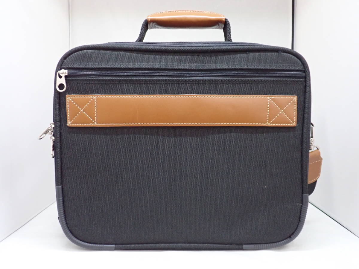 良品 LANCEL ランセル ビジネスバッグ ショルダー レザー×キャンバス 