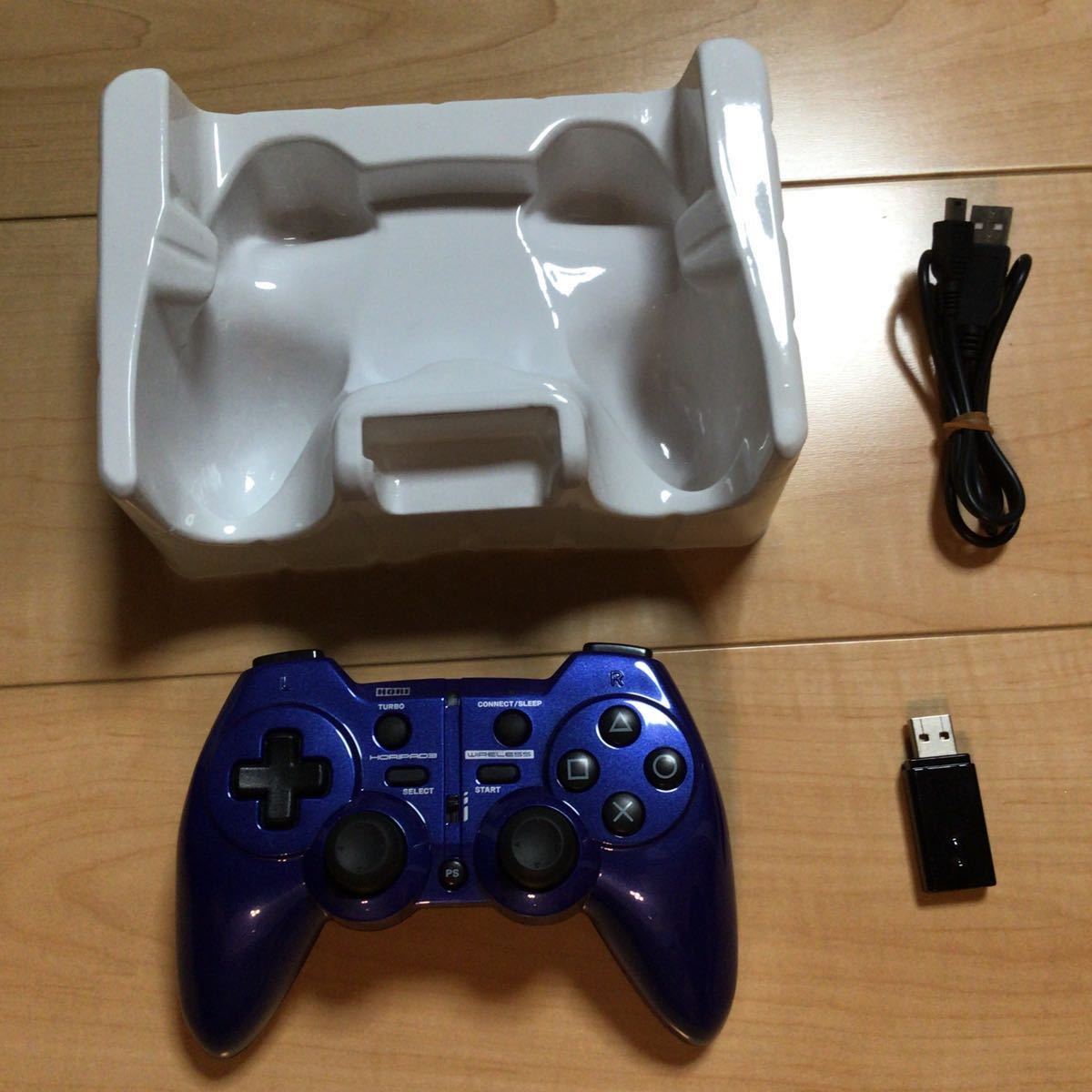 キレイ 送料350円 ソニー Ps3 コントローラー ホリパッド3 ワイヤレス メタリックブルー Hp3 186a 受光部 充電ケーブル付き アクセサリ 周辺機器 売買されたオークション情報 Yahooの商品情報をアーカイブ公開 オークファン Aucfan Com