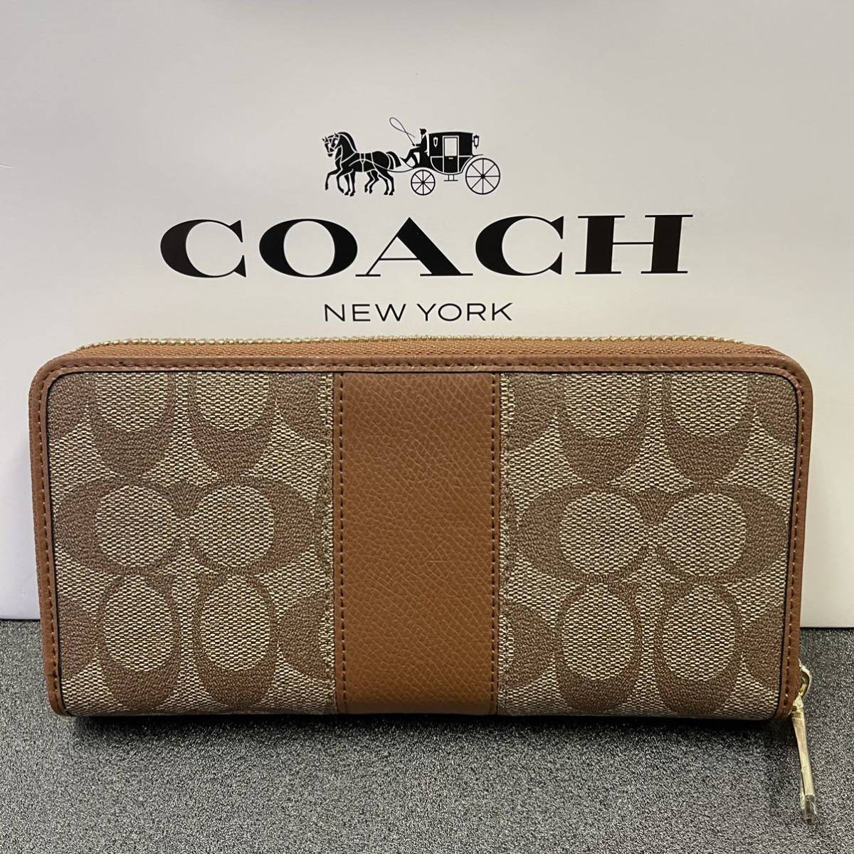 コーチ COACH 定番茶 シグネチャー ブラウン コーチ長財布 メンズ 