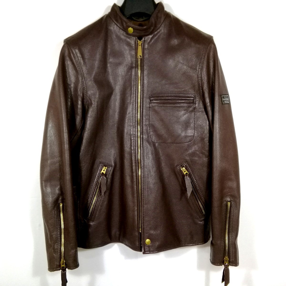 即決★美品 schott ショット カフェレーサー シングル ライダース ジャケット M 茶/ブラウン 311011【送料無料】