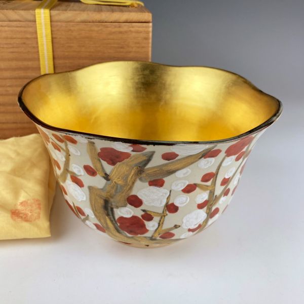 伊東陶山 作】京焼 赤絵 菓子器 共箱付き 伊東陶山 作】京焼 赤絵 菓子